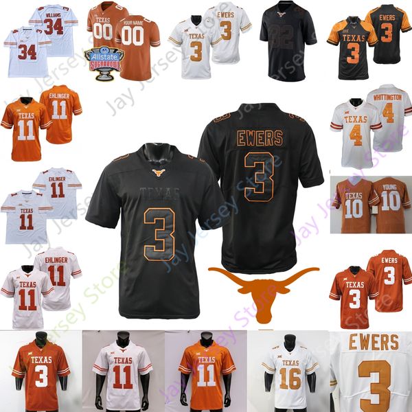 

texas longhorns football jersey ncaa college quinn ewers arch manning xavier worthy ford whittington sanders sorrell brooks thompson mccoy c, Black;red