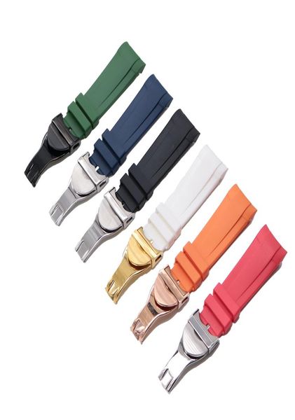 

22mm curved end silicone black blue rubber watch band straps bracelets for black bay9091320, Black;brown