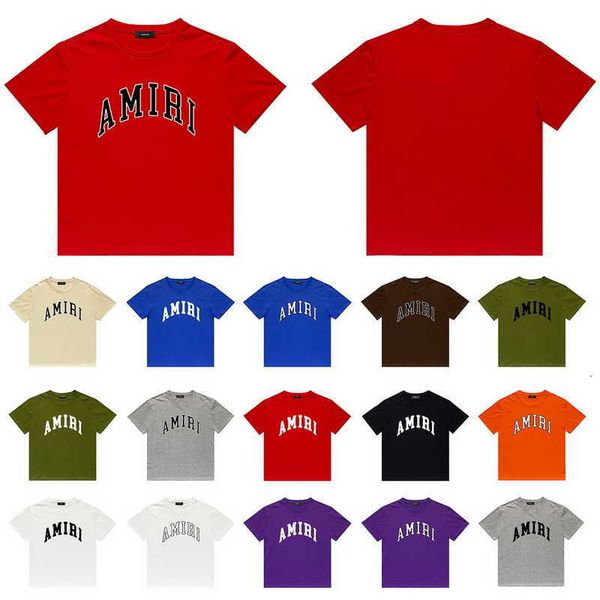 

men's t-shirts quality summer t-shirts designer sleeve amirri casual fashion long term stock new us 2022 curved letter printing casual, White;black