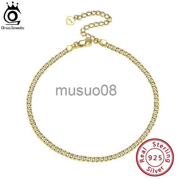 

anklets orsa jewels 925 sterling silver cuban chain anklets fashion women summer 14k gold foot brelet ankle straps jewelry gifts sa11 j23081, Red;blue