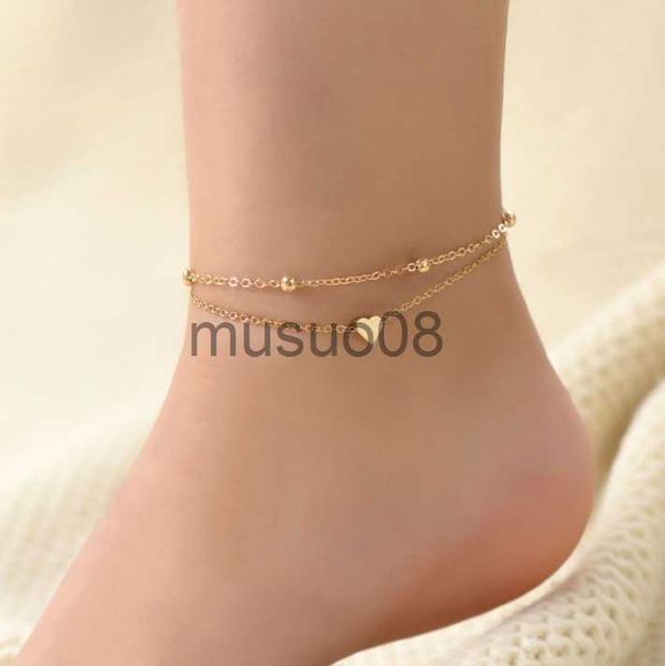 

anklets delysia king women summer round bead chain love anklet simplicity temperament double-deck holidays ankle brelet j230815, Red;blue