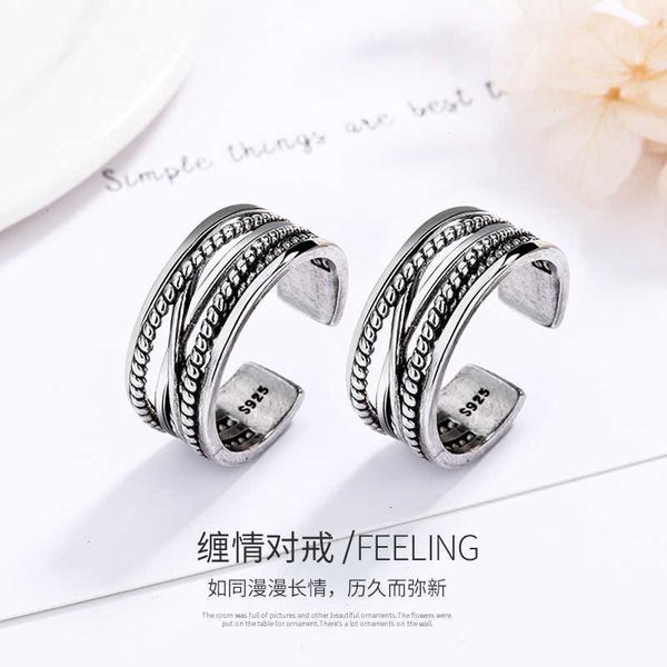 

Luxury Bvlgr top jewelry accessories designer woman a pair Silver Twist Rope Ring Old Cool Wind Index Ring Multi layer Winding Fried Dough Twists Couple Ring jewelry