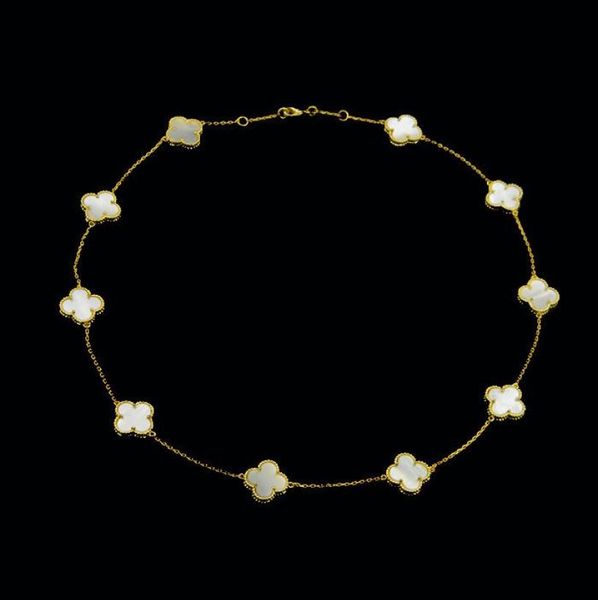 

new four leaf clover flower jewelry for women short choker necklace black green red mother shell pearl collares drop stain1017547, Silver