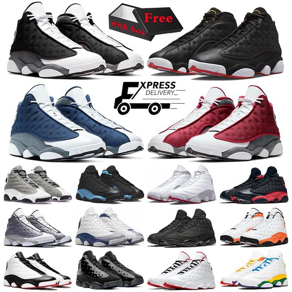 

jumpman 13 13s men basketball shoes black cat red flint playoffs atmosphere grey del sol he got game starfish bred playground mens trainers, White;red