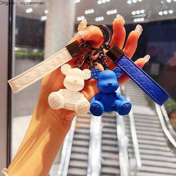 

fashionable bamboo woven teddy bear cartoon creative keychain small pendant car pendant backpack cute doll, Slivery;golden