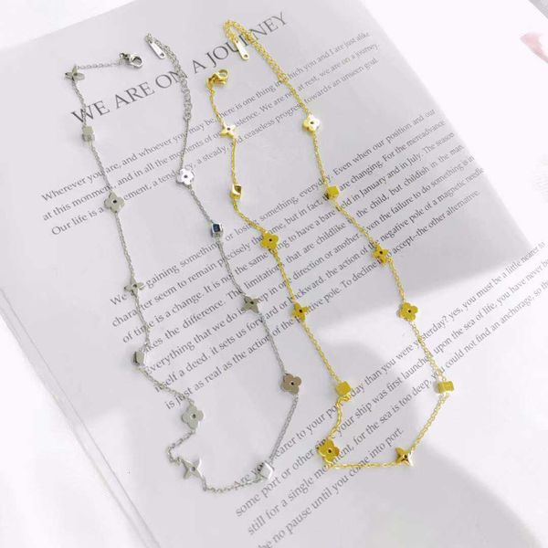 

fashion l designer jewelry stainless steel vintage necklace collarbone chain versatile fashion minimalist neck for women, Silver