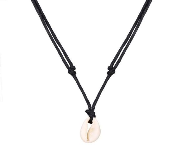 

poputton fashion women natural sea shell necklace adjustable black rope bohemian choker necklace boho summer beach jewelry1893617, Silver