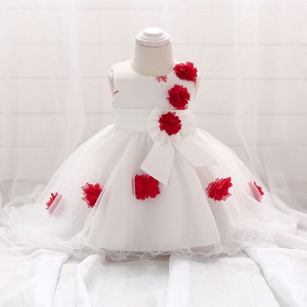 

girl's dresses baby girl clothes christen dress borns toddler dress1st birthday baptism flower princess first ceremony party evening ve, Red;yellow
