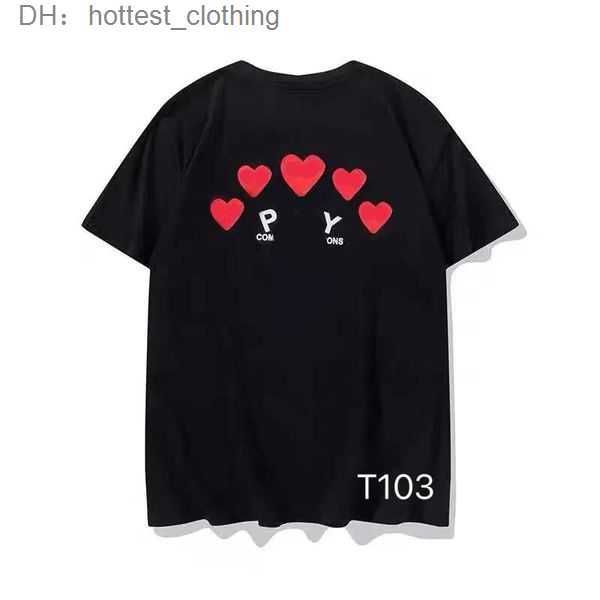 

cdgs commedesgarcons shirt men's t-shirts summer mens play t shirt commes short sleeve womens des badge garcons embroidery heart red 7, White;black
