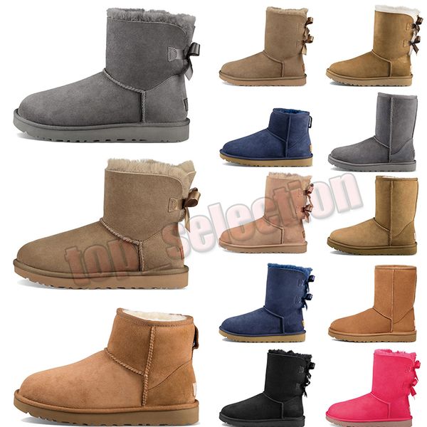 

girls uggly designer boots fashion ugglies women boot winter snow warm full fur leather ankle booties chestnut black grey blue platform spor