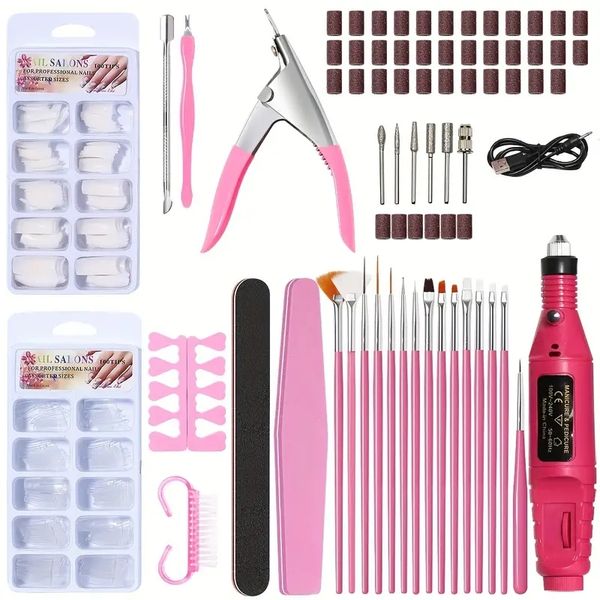 

professional usb electric nail drill set polish pen file kit, acrylic nail supplies manicure set nail files tool nail brushes kit for home s
