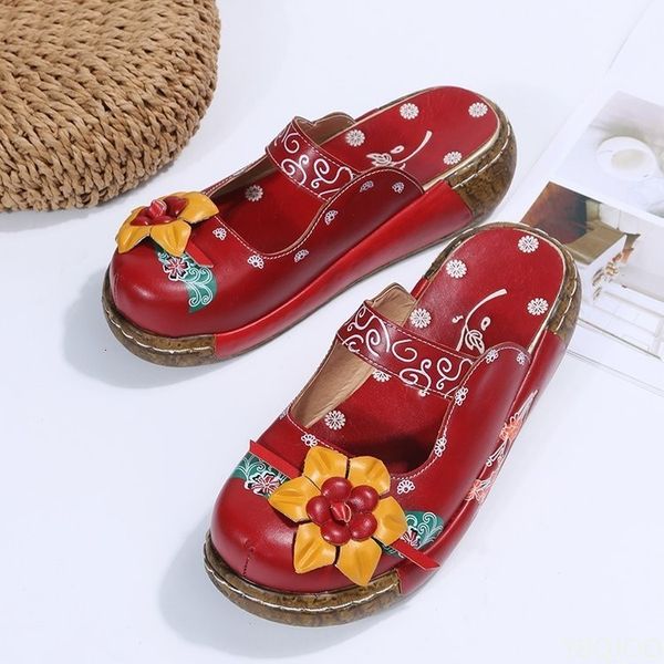 

dress shoe summer comfort roman platform sandals flower non slip plus size baotou wedge ladies slippers 230814, Black