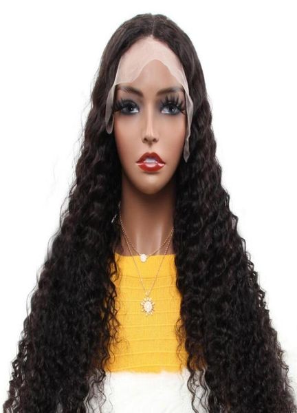 

180 360 water wave lace front human hair curly loose deep straight lace frontal wig human hair lace front wigs natural color for 9520401, Black