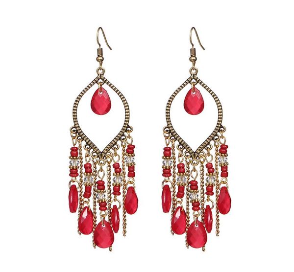 

classic vintage women039s corful crystal beads long tassel earrings 2020 fashion jewelry bohemia wedding earrings hangers5553696, Silver