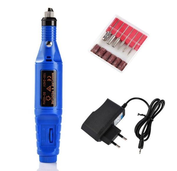 

1set eu us plug nail drill machine pen frezy do frezarki manicur ponceuse ongle electrique nagel smachine nail drill bits8182233, Silver