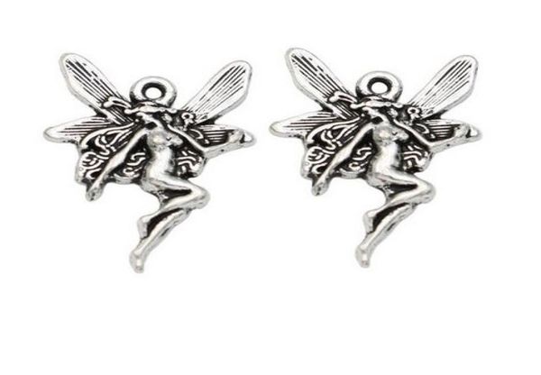 

200pcs alloy angel fairy charms antique silver charms pendant for necklace jewelry making findings 21x15mm8342136, Bronze;silver