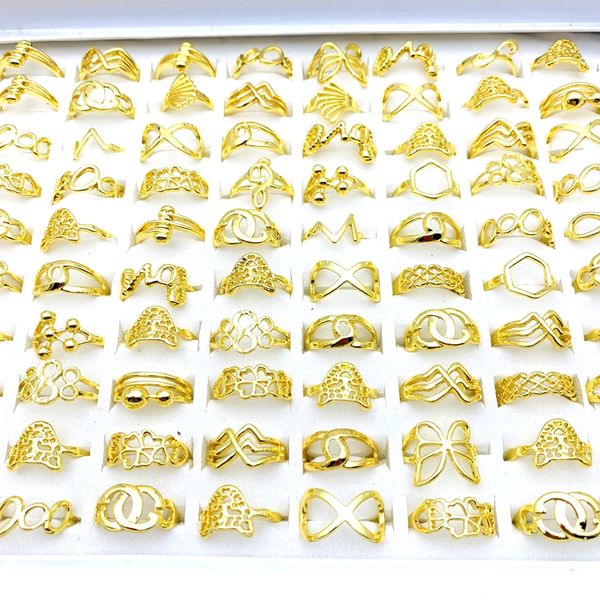 

wholesale 100pcs rings for women golden plated fashion jewelry accessories party gifts, Golden;silver