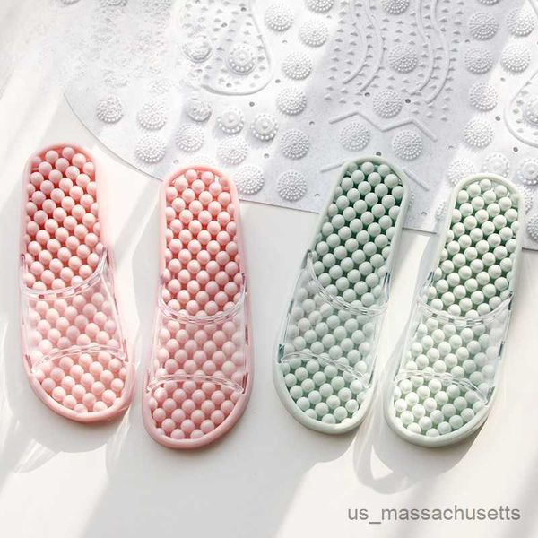 

slipper shoe holder female summer bathroom male indoor household slip couple household massage slippers r230815, Black;grey