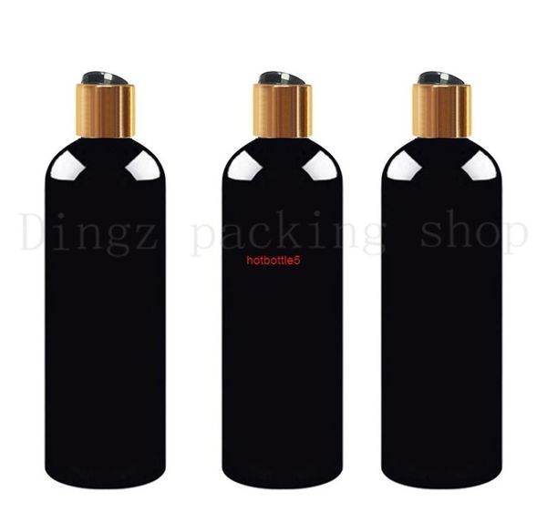 

20pcs 500ml black empty plastic shampoo bottles with caps diy lotion pet bottle with gold cap white cosmetic packaginggood qualit3120669