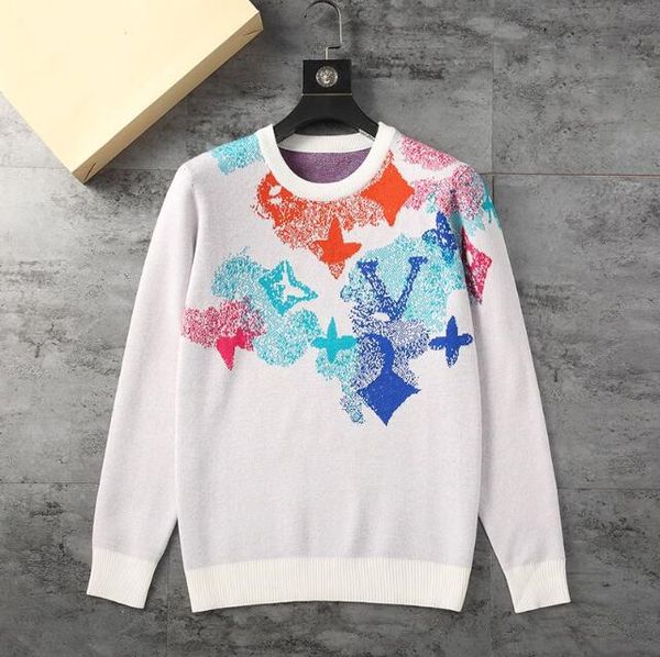 

23ss men sweater fashion letter pattern autumn winter long sleeve mens sweaters casual crew neck contrast, White;black
