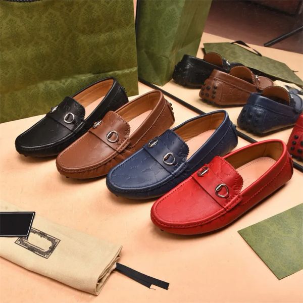 

2023 g mens casual shoes 100% authentic cowhide metal buckle leather dress shoes letter flat mules princetown men trample lazy loafers s fok, Black