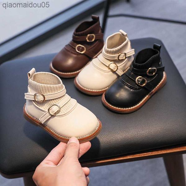 

sneakers autumn/winter girls' little leather shoes baby walking shoes 1-3 year old princess ankle soft sole boots z230815, Black;red
