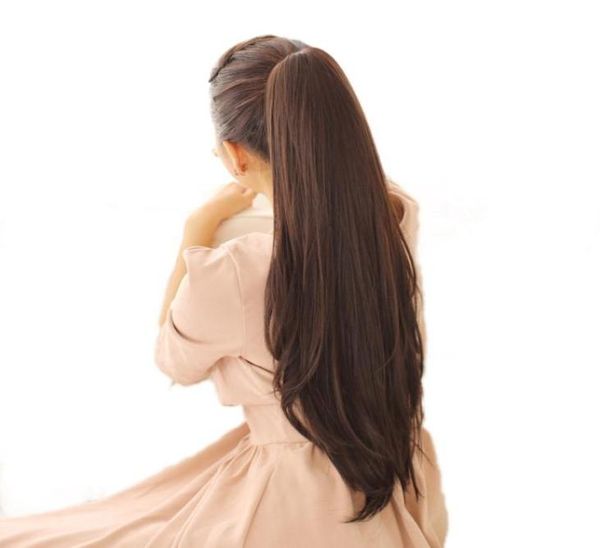 

24039039 long straight ponytail claw drawstring ponytail heat resistant clip in hair extensions hair tail fake hairpieces1989464, Black