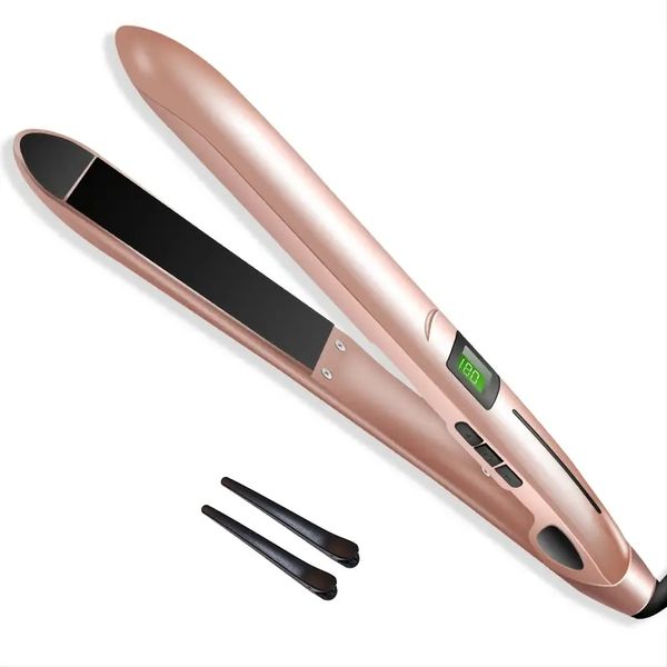 

negative ion infrared hair straightener and curler with led display - professional hair care tool for smooth and shiny hair, Black