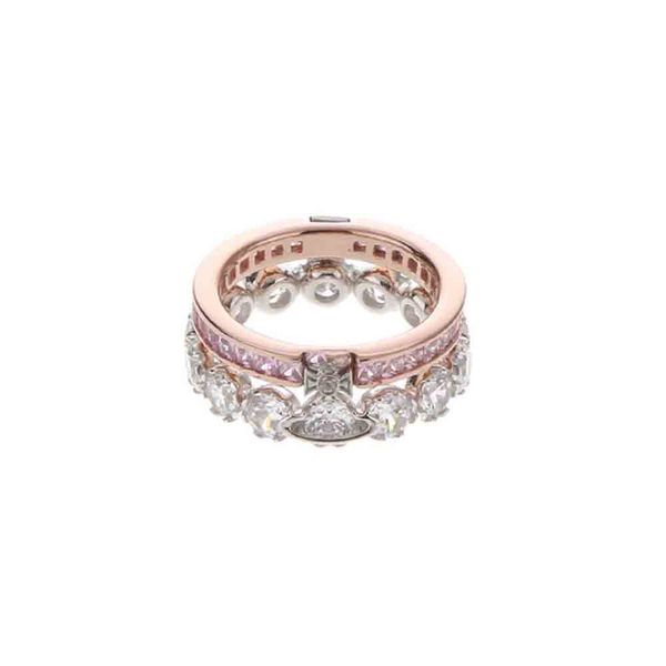 

high edition saturn ring designer ring double layer sparkling diamond saturn ring premium luxury us size 6 # 7 # 8 # 10, Silver