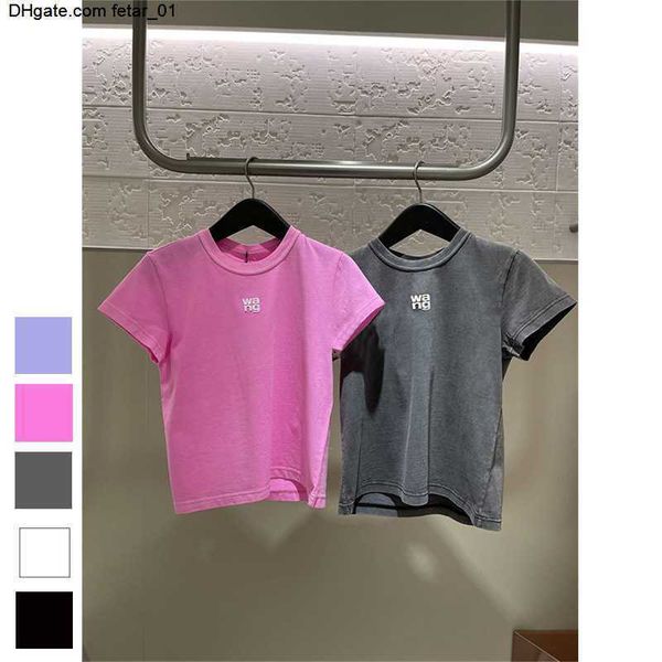 

summer t solid shirt for women clothing letter print o-neck short-sleeve t-shirt femme loose casual crop 100% cotton tee, White