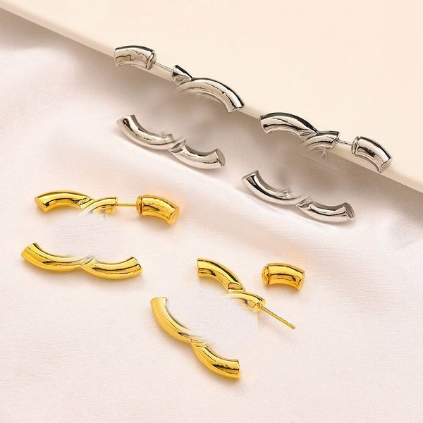 

fashion brand designers earring letters stud 18k gold plated luxury earrings designer for women dangle engagement party wedding jewelry, Golden;silver