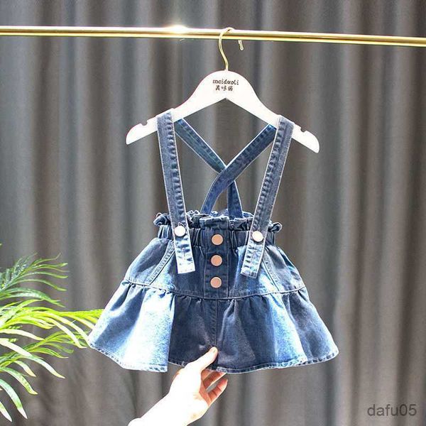 

clothing sets 0-6y girls suit new little girl baby denim skirt shirt two-piece set children's spring and autumn long-sleeved clothes su, White