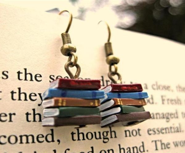 

vintage girl dangle earrings retro bronze ear hook multicolor alloy mini book fashion women jewelry gifts5204237, Silver