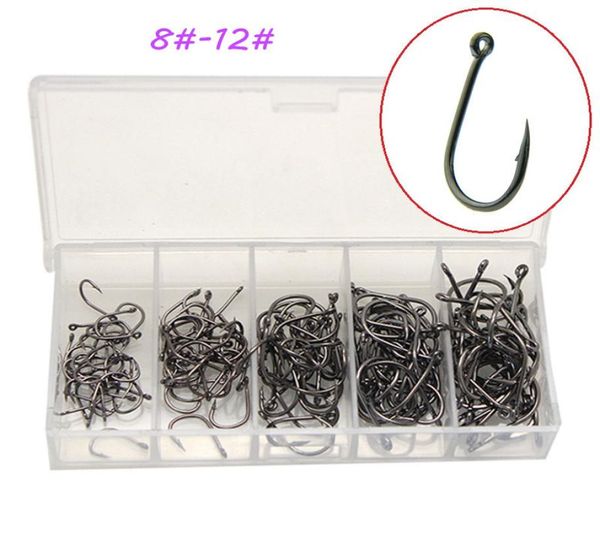 

500pcsbox 5 sizes mixed 812 black ise hook high carbon steel barbed carp fishing hooks fishhooks pesca tackle accessories a001644472