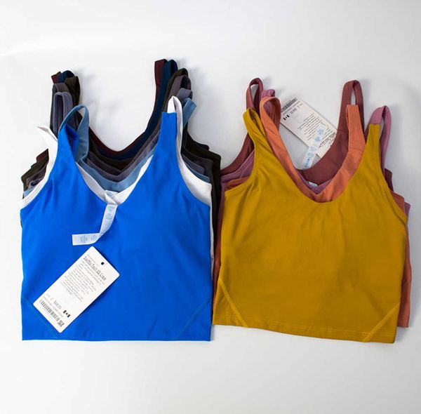 

00ll align tank u bra yoga outfit women summer t shirt solid crop sleeveless fashion vest 17 colors, White