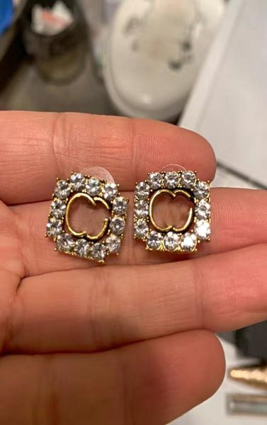 

luxury designer earrings women girl brand diamond ear studs fashion earrings design for ladies girls party jewerly 206087342, Golden