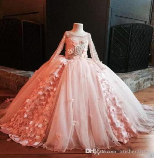 

princess flower girls039 dresses tiered skirts sleeveless lace flowers kids formal wear pageant dress with long train7771295, White;blue