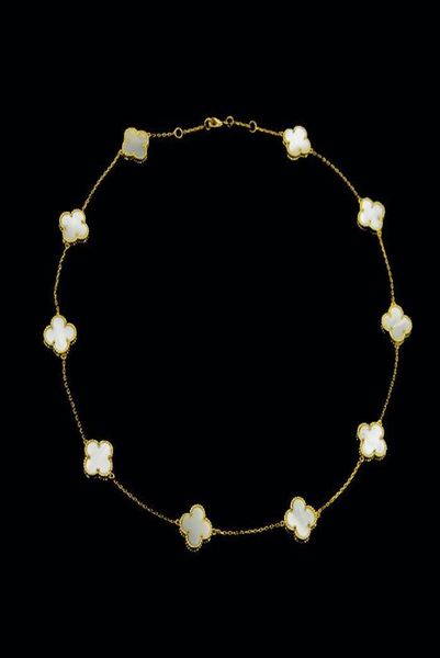 

new four leaf clover flower jewelry for women short choker necklace black green red mother shell pearl collares drop stain8446059, Silver