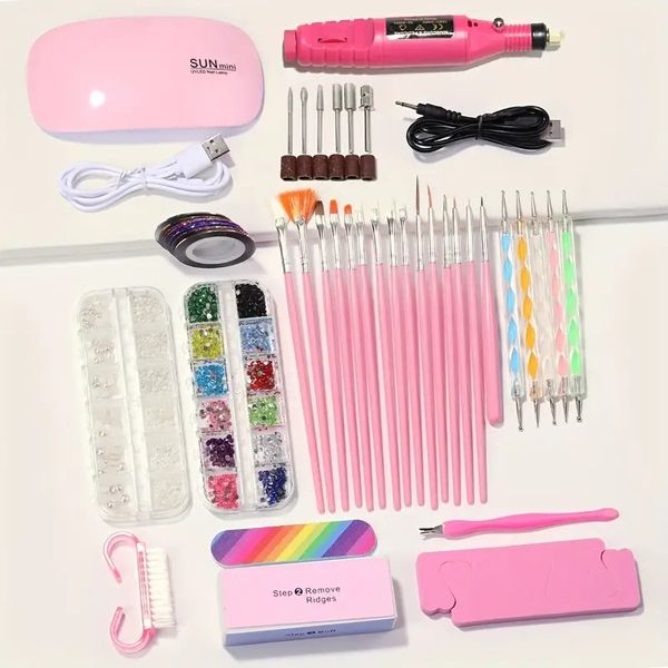 

39 pieces nail art tool set,polisher, mouse light, drill pen, paint pen etc.