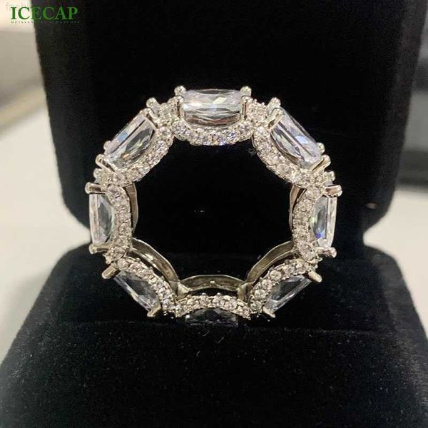 

fine jewelry rings women 14k 18k yellow gold eternity wedding gemstone band ring round cut moissanitediamond ring, Silver