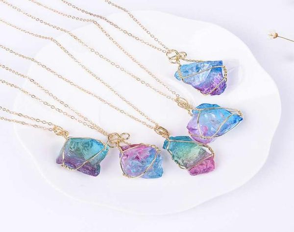 

xinxiang natural stone pendant irregular crystal agate winding european and american fashion necklace sweater chain wild new4723581, Silver