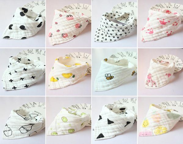 

baby newborn print bibs infant triangle scarf toddlers muslin cotton bandana burp cloths baby feeding products 8 layers yfa28367751955