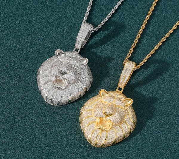 

hip hop csgo necklace mens punk style 18k alloy gold silver plated lion head charm pendant cuban chain8983197