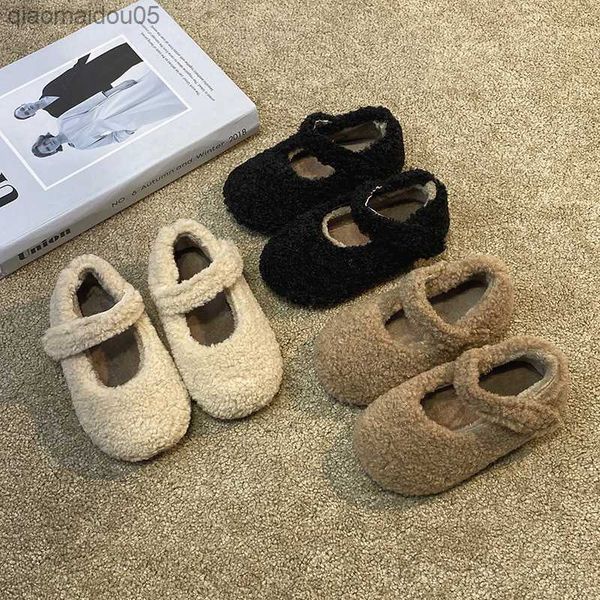 

sneakers children's fashion sheepskin shoes autumn and winter korean girls keep warm casual shoes children's plush flat bottom ple, Black;red