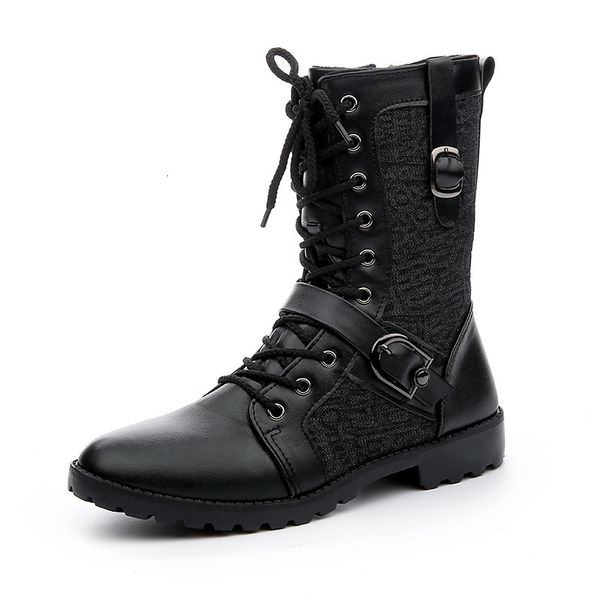 

boots winter boots men leather boots men high shoes round head winter footwear lace casual shoes man plus size tyh6 230814, Black