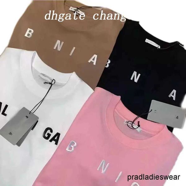 

2022 high-end new paris street printed letter t-shirt women's round collar short sleeve loose couple outfit men's and women's, White