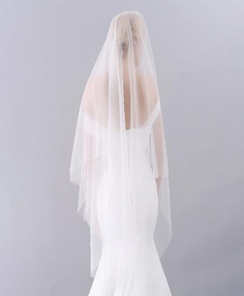 

bridal veils simple twolayers long tulle veil with comb wedding studio po waltz crystal decoration modeling accessories ivory8232708, Black