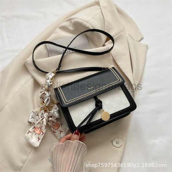 

advanced and westernized contrast color small square bag with new popular design scarf fresh sweet crossbody bagstylishdesignerbags