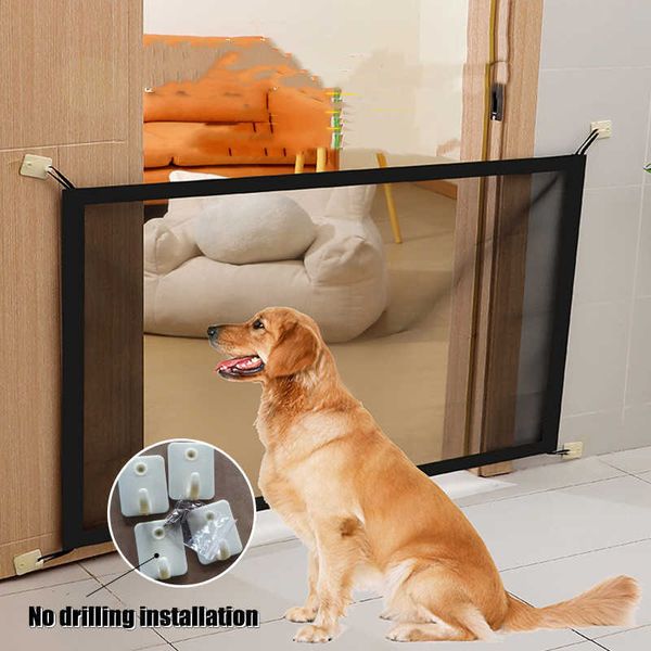 

car barriers dogs barrier fences with 4pcs hook safety gates portable breathable mesh dog gate pet separation guard isolated fence r230815