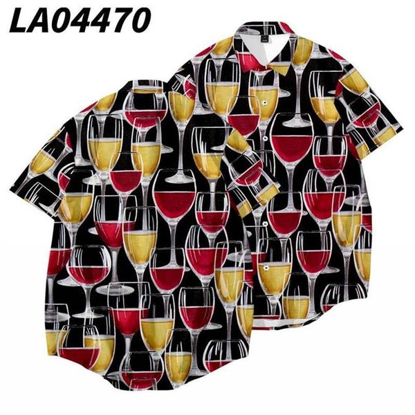 

men's casual shirts wine bottle wineglass printed men vintage loose beach shirt summer hawaiian short sleeve oversize 6xl226h, White;black
